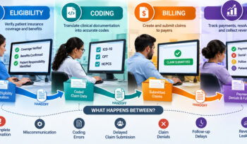 The RCM handoff problem between eligibility, coding, billing, payment posting and accounts receivable